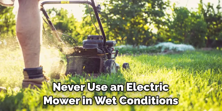 Never Use an Electric Mower in Wet Conditions