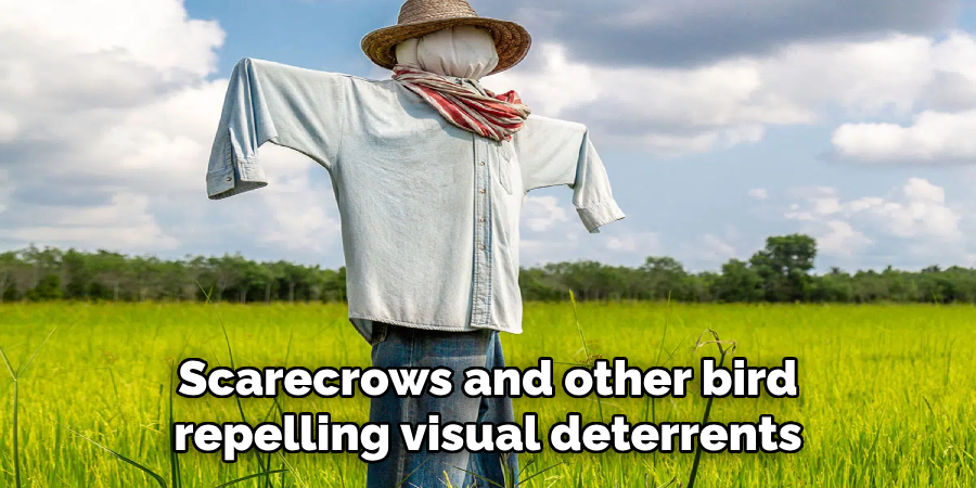 Scarecrows and other bird-repelling visual deterrents