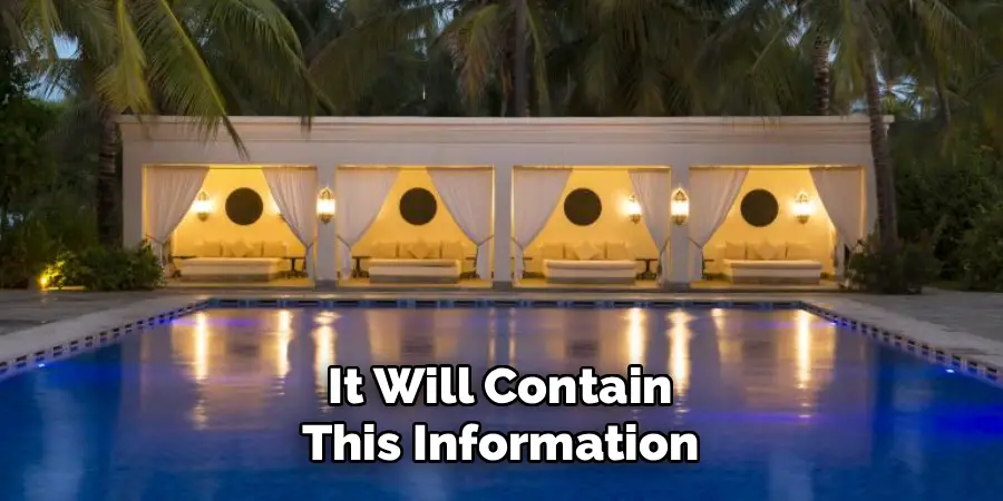 It Will Contain
This Information