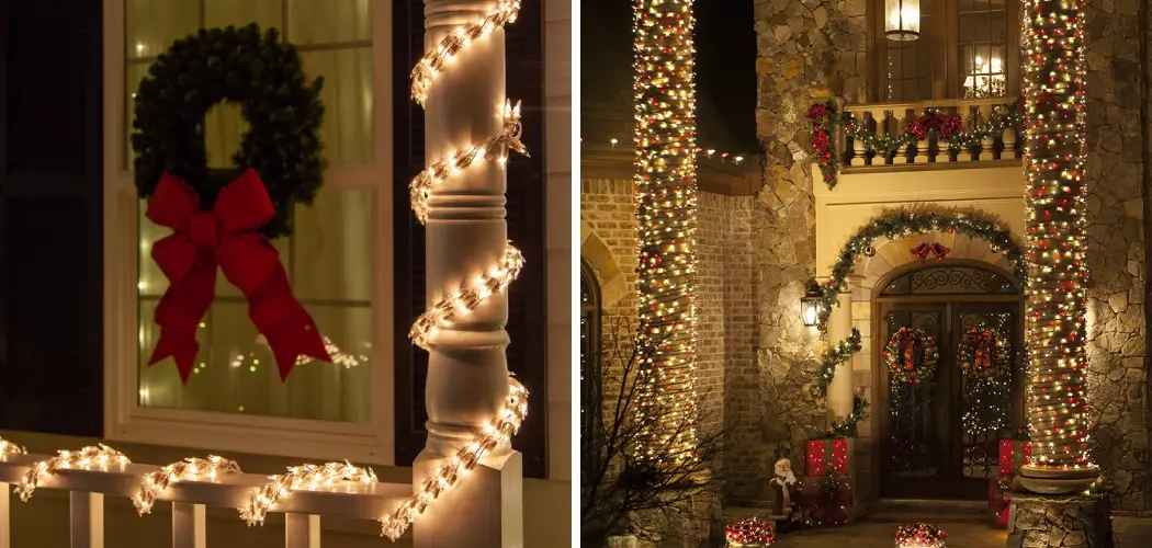 How to Wrap Porch Posts with Christmas Lights